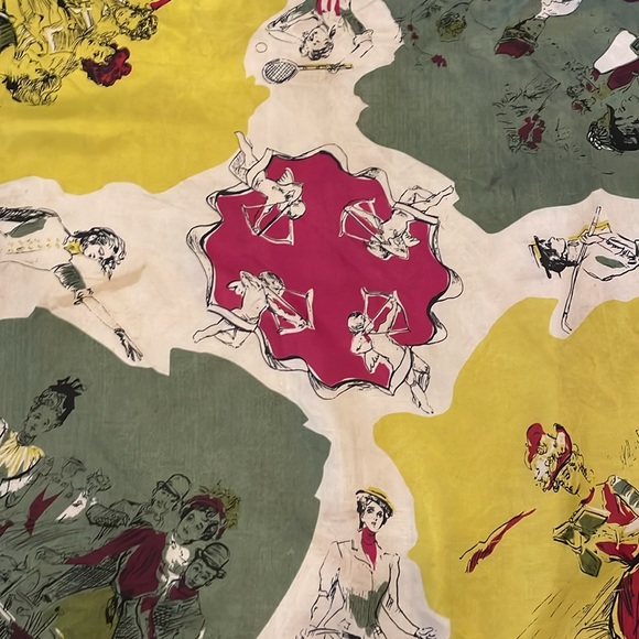 Vintage silk scarf, Victorian style women imprinted - Picture 10 of 15